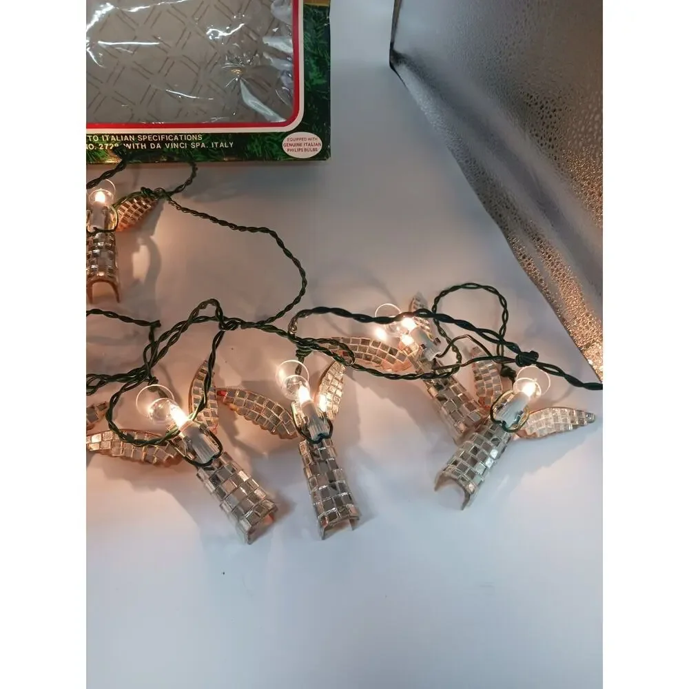 VTG Santa's World Novelty Angel Hanging Christmas Lights Mirrored Disco Acrylic